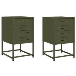 Tables de chevet 2 pcs vert olive 36x39x60,5 cm acier 619426619426