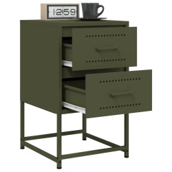 Tables de chevet 2 pcs vert olive 36x39x60,5 cm acier 619426619426
