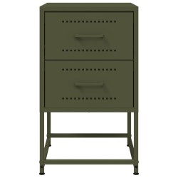 Tables de chevet 2 pcs vert olive 36x39x60,5 cm acier 619426619426