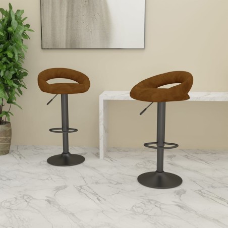 Tabourets de bar lot de 2 marron velours 619428619428