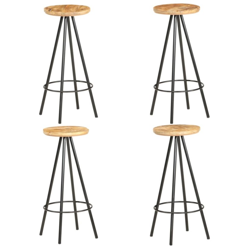 Tabourets de bar lot de 4 bois de manguier brut 619433619433