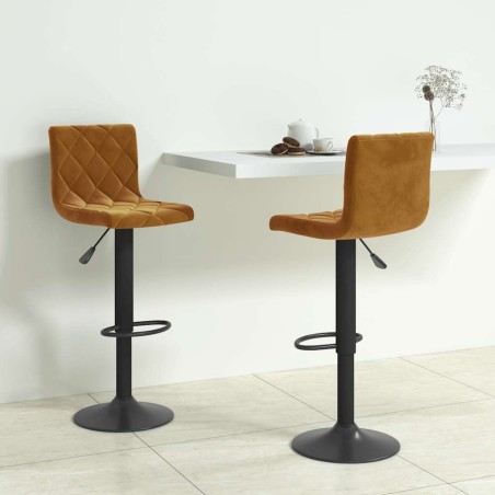 Tabourets de bar lot de 2 marron velours 619436619436