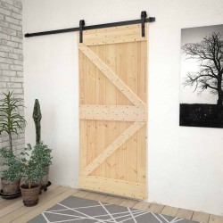 Porte coulissante Naturel et noir 90 x 210 cm 619439619439