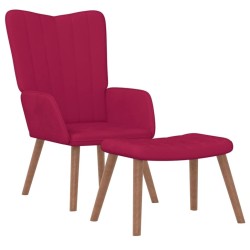 Chaise de relaxation avec repose-pied Rouge bordeaux Velours 619456619456