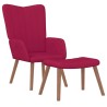 Chaise de relaxation avec repose-pied Rouge bordeaux Velours 619456619456