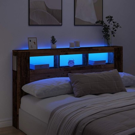 Tête de lit à LED vieux bois 180x18,5x103,5cm bois d'ingénierie 619457619457
