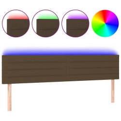 Tête de lit à LED Marron foncé 200x5x78/88 cm Tissu 619461619461
