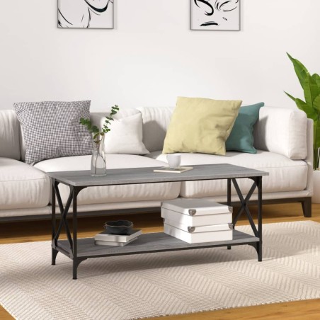 Table basse Sonoma gris 100x45x45 cm Bois d'ingénierie et fer 619463619463
