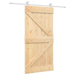 Porte coulissante Naturel et Blanc 100 x 210 cm 619472619472