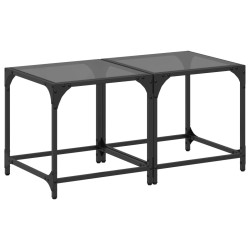 Tables basses avec dessus en verre noir 2 pcs 40x40x40 cm acier 619473619473