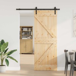 Porte coulissante NARVIK Naturel et noir 80 x 210 cm (152,5 cm) 619475619475