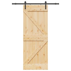 Porte coulissante NARVIK Naturel et noir 80 x 210 cm (152,5 cm) 619475619475