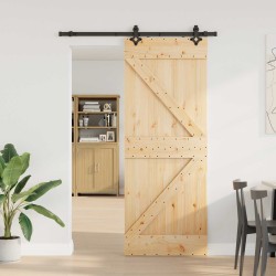 Porte coulissante NARVIK Naturel et noir 80 x 210 cm (152,5 cm) 619476619476