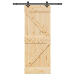 Porte coulissante NARVIK Naturel et noir 80 x 210 cm (152,5 cm) 619476619476