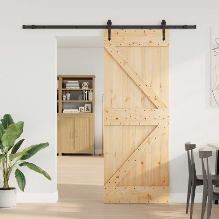 Porte coulissante NARVIK Naturel et noir 80 x 210 cm (213,5 cm) 619480619480