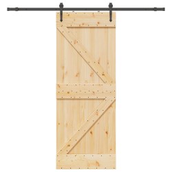 Porte coulissante NARVIK Naturel et noir 80 x 210 cm (213,5 cm) 619480619480