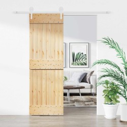 Porte coulissante Naturel et Blanc 70 x 210 cm 619485619485