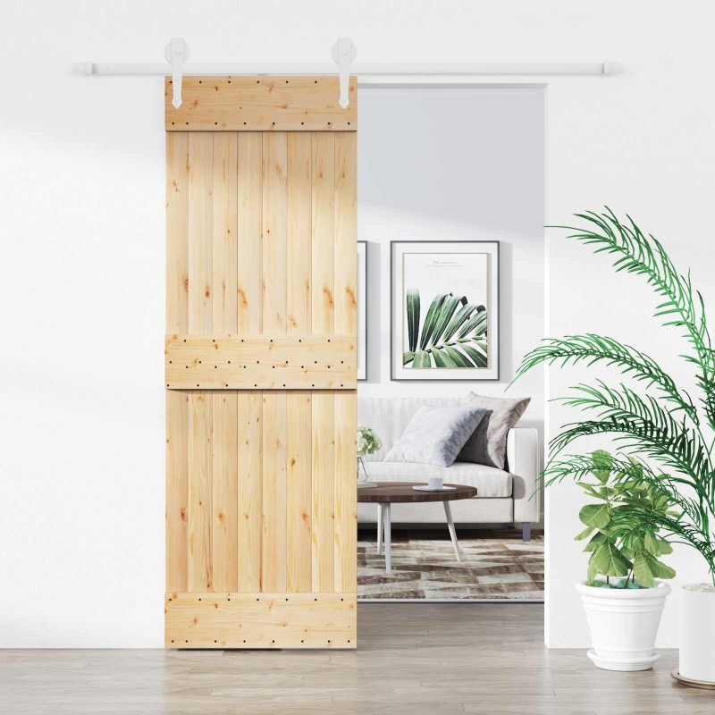 Porte coulissante Naturel et Blanc 70 x 210 cm 619485619485