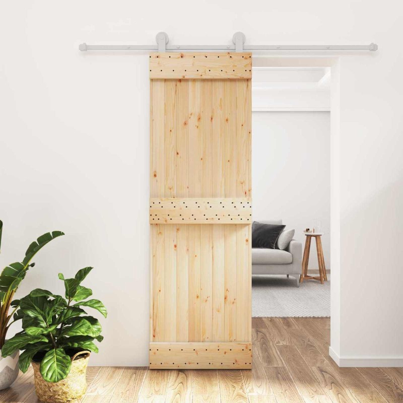 Porte coulissante Naturel et Blanc 70 x 210 cm 619486619486
