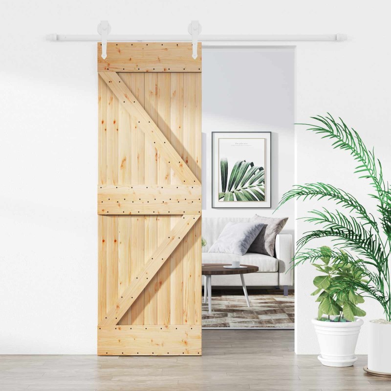 Porte coulissante Naturel et Blanc 70 x 210 cm 619487619487