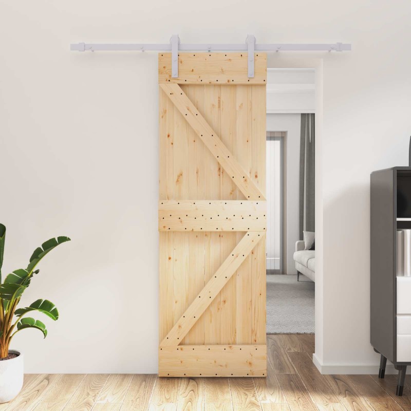 Porte coulissante Naturel et Blanc 70 x 210 cm 619490619490