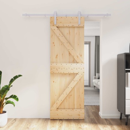 Porte coulissante Naturel et Blanc 70 x 210 cm 619490619490