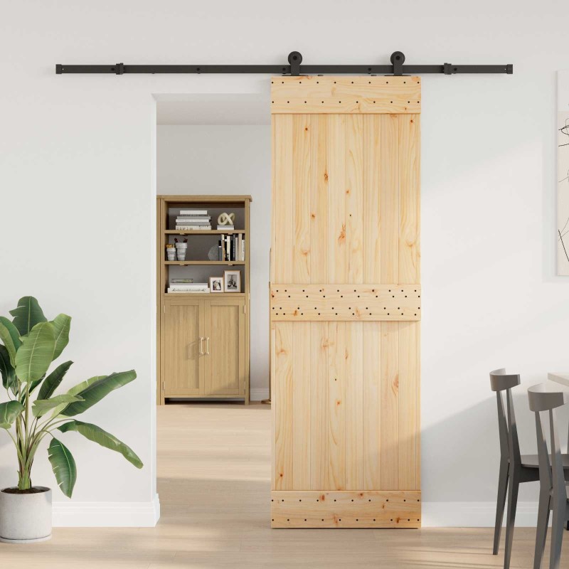 Porte coulissante NARVIK Naturel et noir 70 x 210 cm (213,5 cm) 619493619493