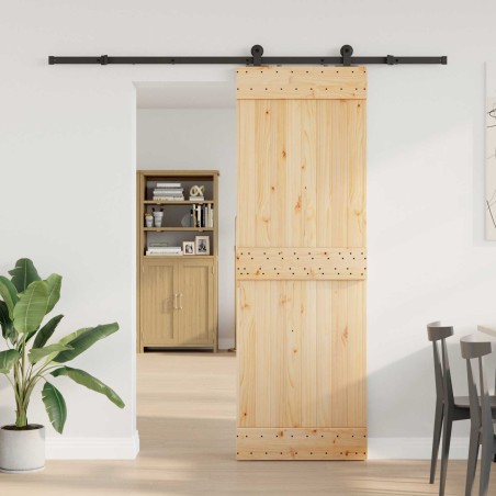 Porte coulissante NARVIK Naturel et noir 70 x 210 cm (213,5 cm) 619493619493