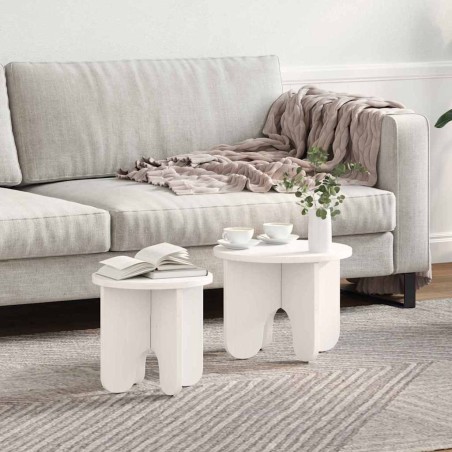 Table basse 2 pcs Blanc Bois de pin massif 619494619494