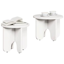 Table basse 2 pcs Blanc Bois de pin massif 619494619494