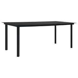 Table à manger de jardin Noir 190x90x74 cm Acier et verre 619495619495
