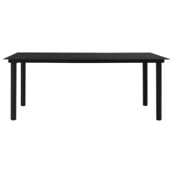 Table à manger de jardin Noir 190x90x74 cm Acier et verre 619495619495