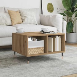 Table basse chêne artisanal 60x50x36,5 cm bois d'ingénierie 619496619496