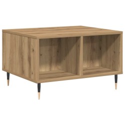 Table basse chêne artisanal 60x50x36,5 cm bois d'ingénierie 619496619496