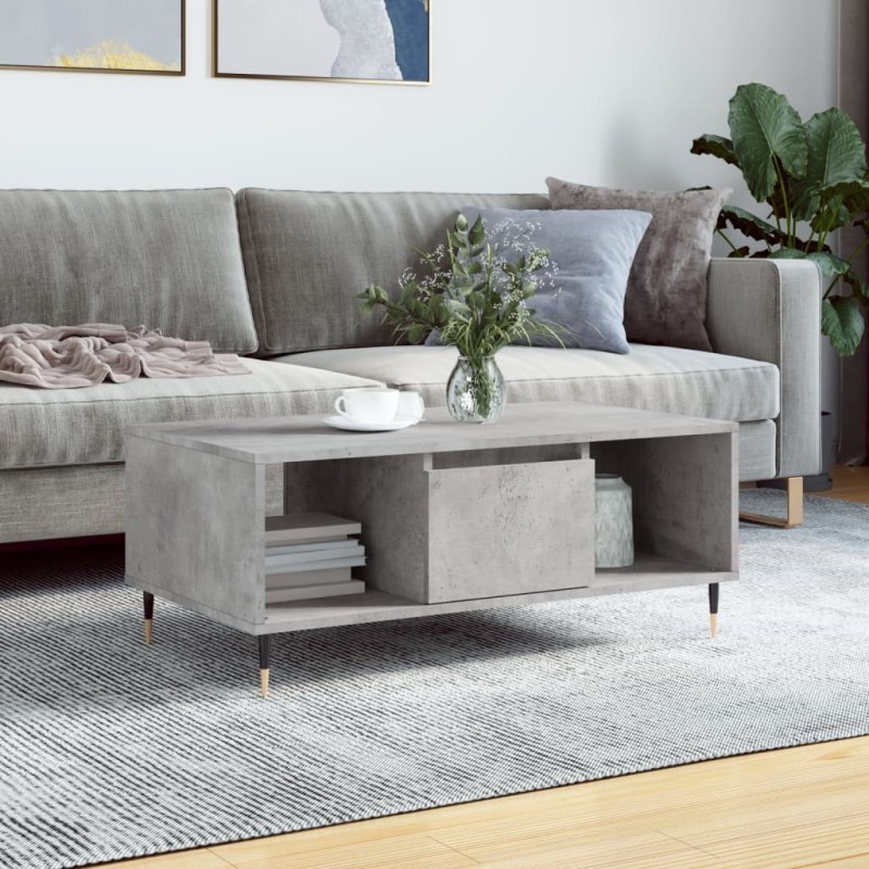 Table basse Gris béton 90x50x36,5 cm Bois d'ingénierie 619499619499