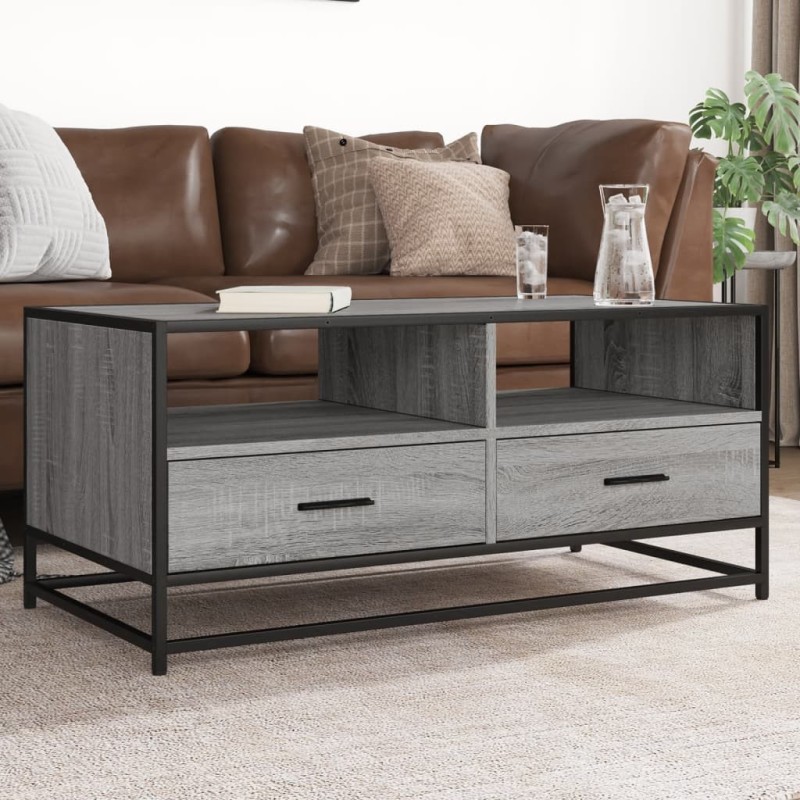 Table basse sonoma gris 100x50x45 cm bois d'ingénierie et métal 619500619500