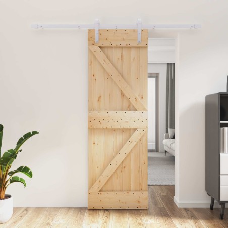 Porte coulissante Naturel et Blanc 70 x 210 cm 619512619512