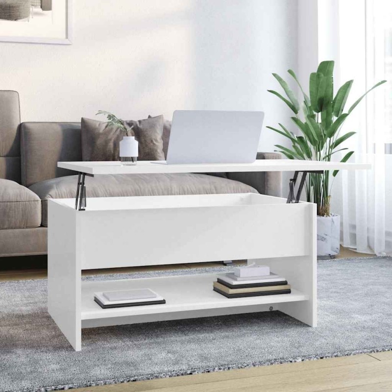 Table basse Blanc brillant 80x50x40 cm Bois d'ingénierie 619518619518