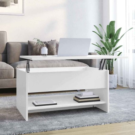 Table basse Blanc brillant 80x50x40 cm Bois d'ingénierie 619518619518