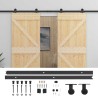 Porte coulissante 2 pcs Naturel et noir Bois de pin massif 619521619521