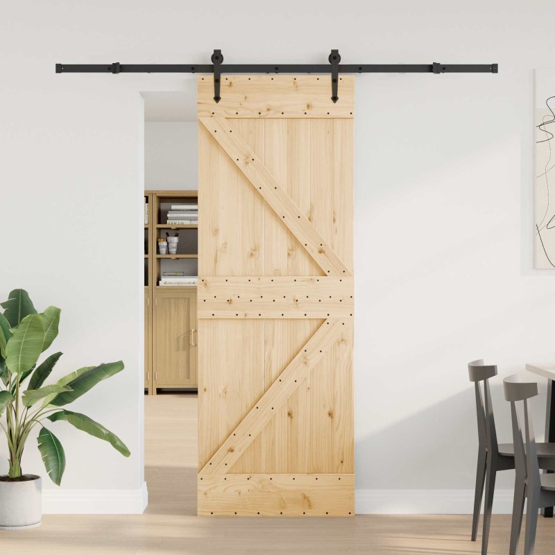 Porte coulissante NARVIK Naturel et noir 70 x 210 cm (213,5 cm) 619523619523