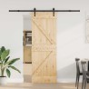 Porte coulissante NARVIK Naturel et noir 70 x 210 cm (213,5 cm) 619523619523