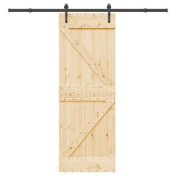 Porte coulissante NARVIK Naturel et noir 70 x 210 cm (213,5 cm) 619523619523