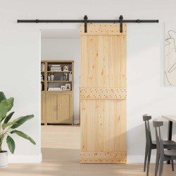 Porte coulissante NARVIK Naturel et noir 70 x 210 cm (213,5 cm) 619524619524