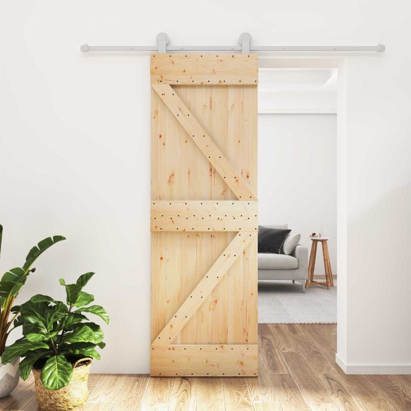 Porte coulissante Naturel et Blanc 70 x 210 cm 619527619527
