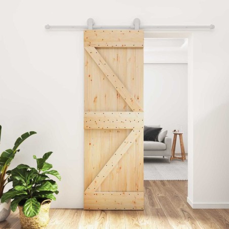 Porte coulissante Naturel et Blanc 70 x 210 cm 619527619527