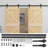 Porte coulissante 2 pcs Naturel et noir Bois de pin massif 619531619531