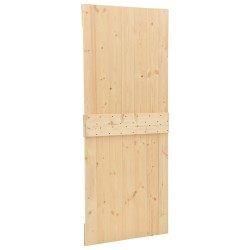 Porte coulissante 2 pcs Naturel et noir Bois de pin massif 619531619531