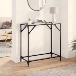 Table console avec dessus en verre transparent 80x35x81cm acier 619533619533