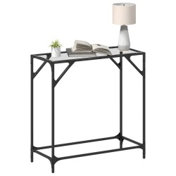 Table console avec dessus en verre transparent 80x35x81cm acier 619533619533